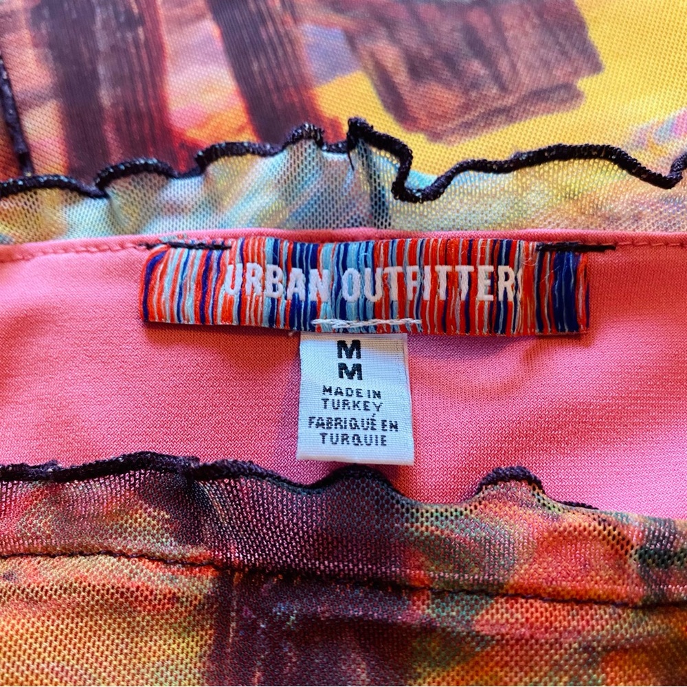 Urban Outfitters Abstract Print Moxie Mesh Slip Mini Dress Size M - Picture 6 of 7